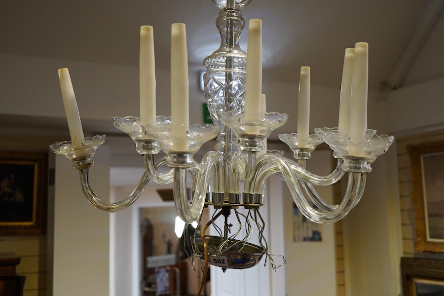 A cut glass chandelier